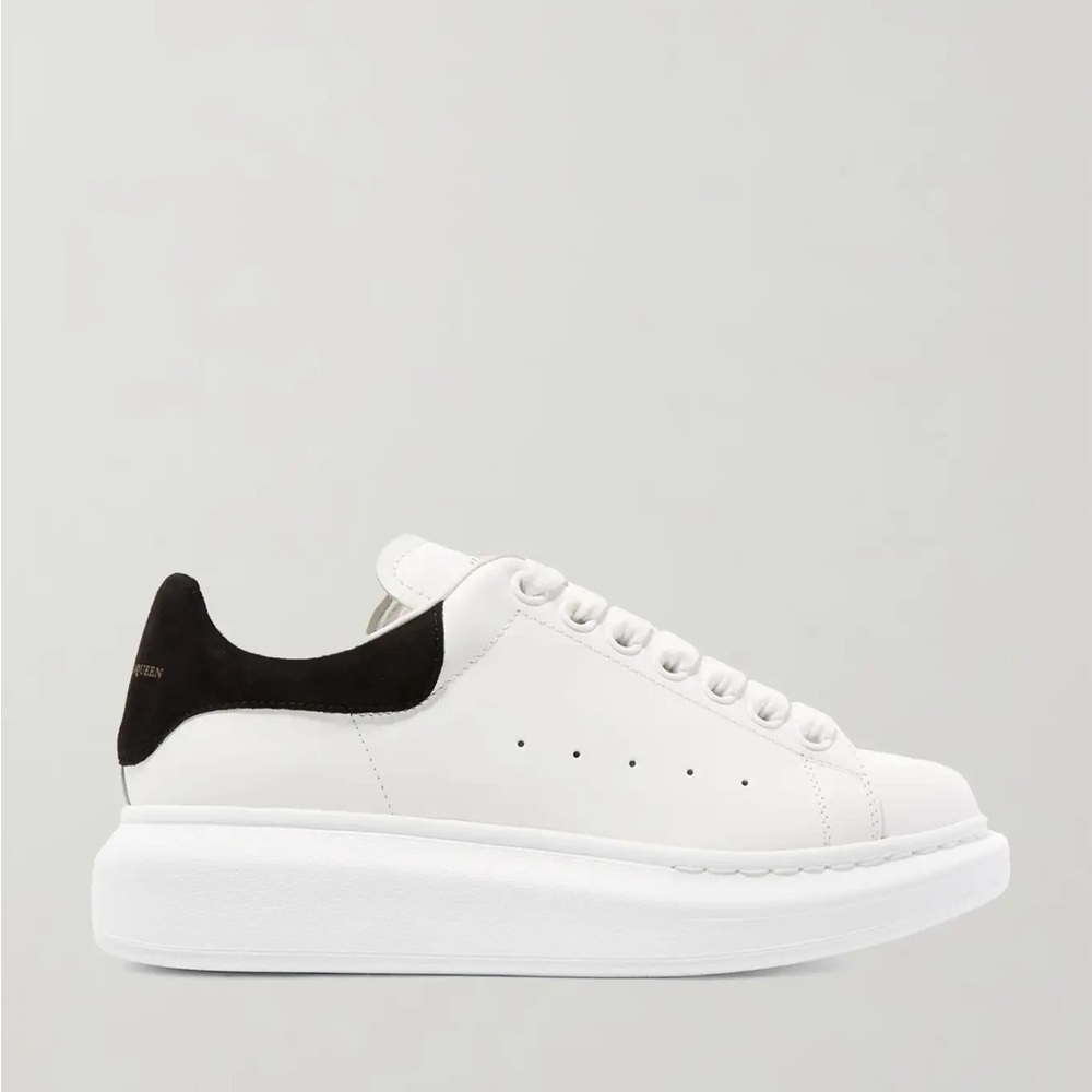 Alexander McQueen - White Leather Sneakers - Black Heel - Women’s U.S 8.5